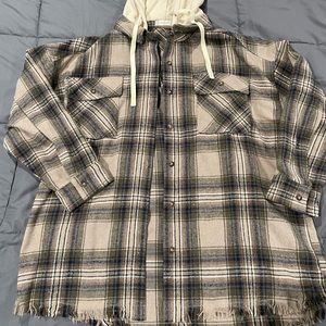 🌟 NEW ALTAR’D STATE FRAYED FLANNEL JACKET WITH HOOD